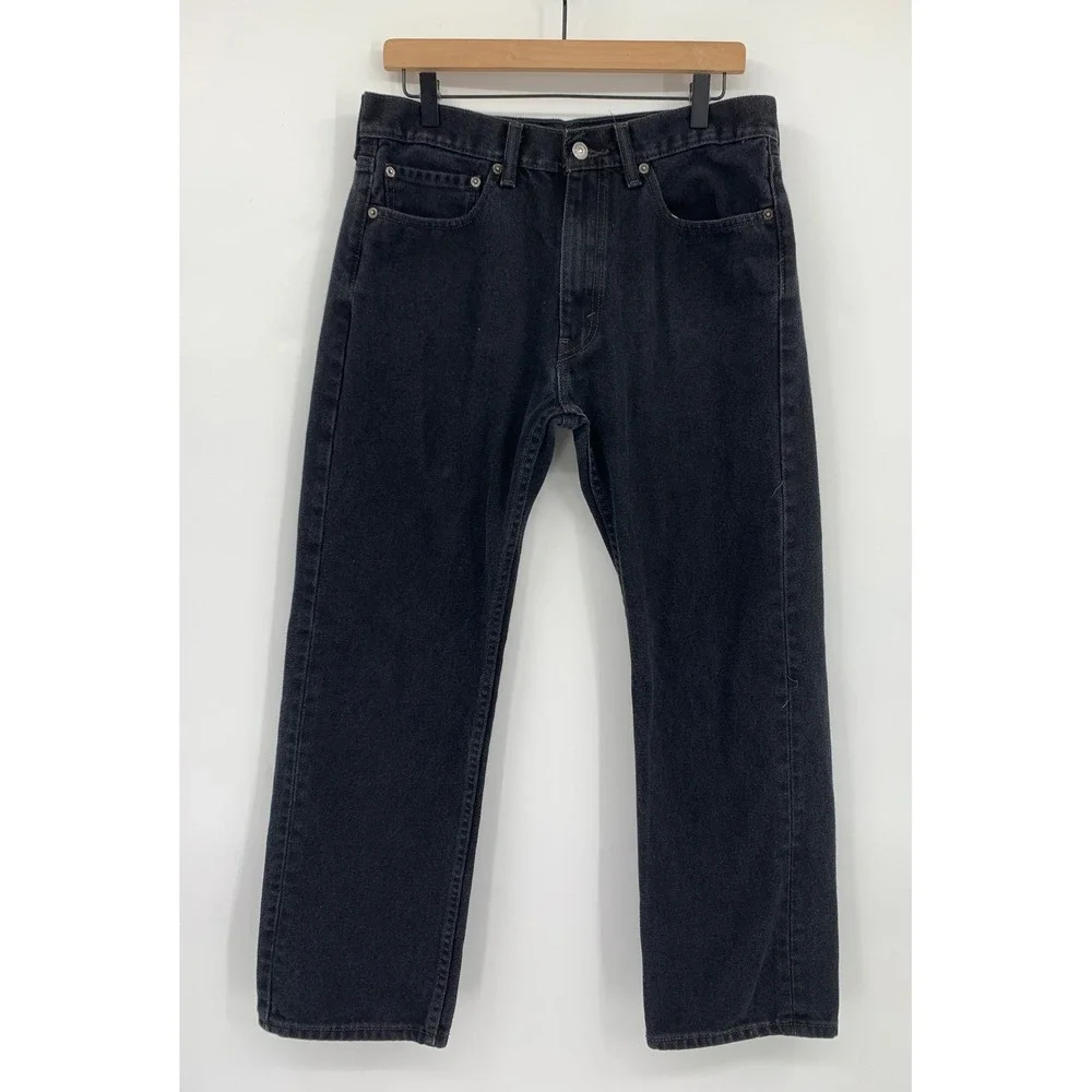 Levis 505 Jeans Mens 34x30 Black Regular Fit Straight Leg Denim Pants